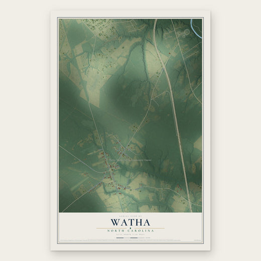 Watha, North Carolina map print, the full design