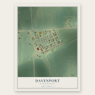 Davenport, North Dakota map print, the full design