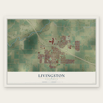 Livingston, California map print, the full design