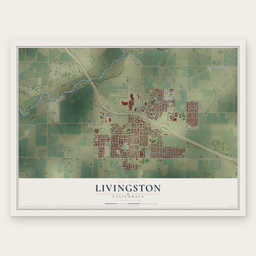 Livingston, California map print, the full design