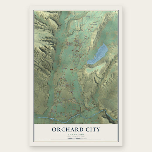 Orchard City, Colorado map print, the full design