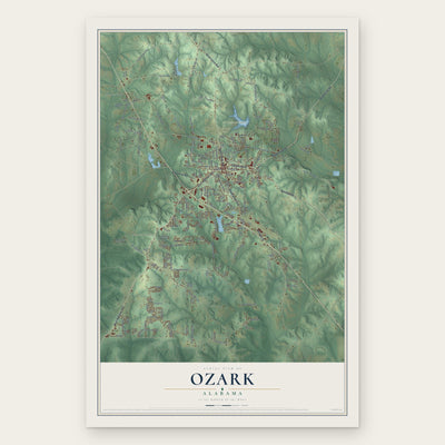 Ozark, Alabama map print, the full design