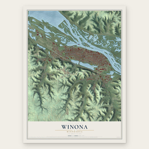 Winona, Minnesota map print, the full design