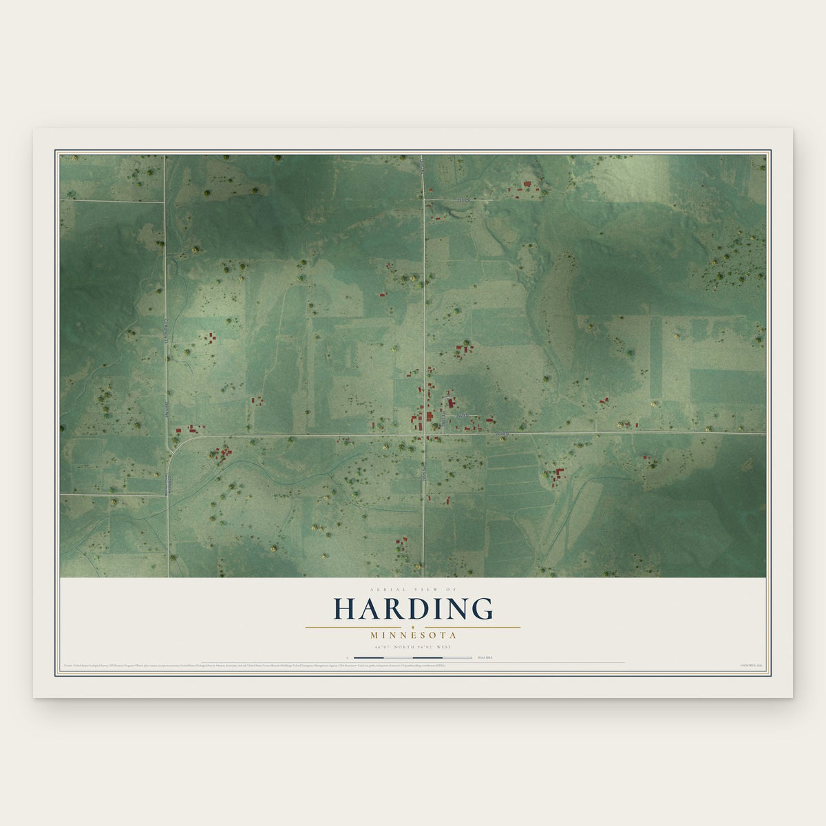 Harding, Minnesota map print, the full design