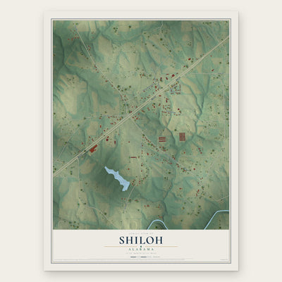 Shiloh, Alabama map print, the full design