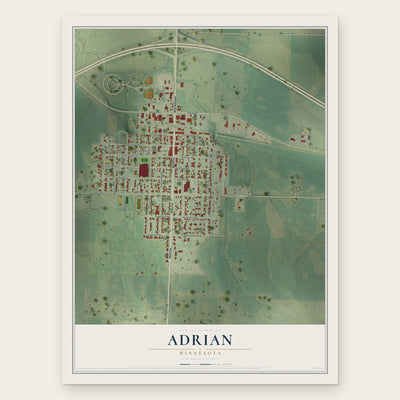 Adrian, Minnesota map print, the full design