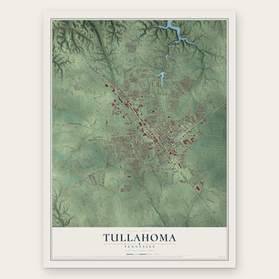 Tullahoma, Tennessee map print, the full design