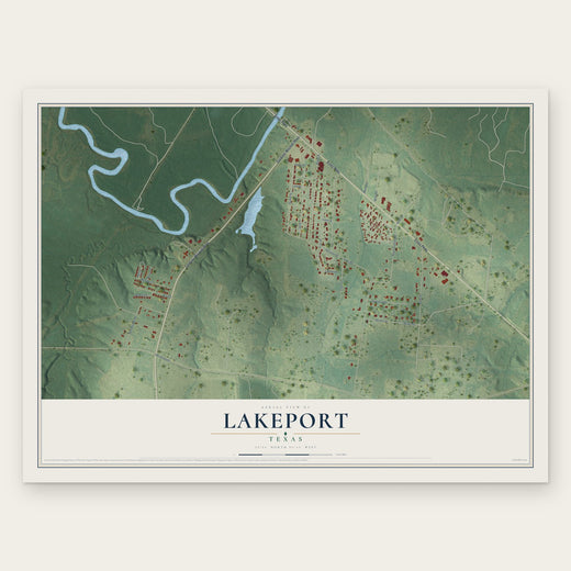 Lakeport, Texas map print, the full design