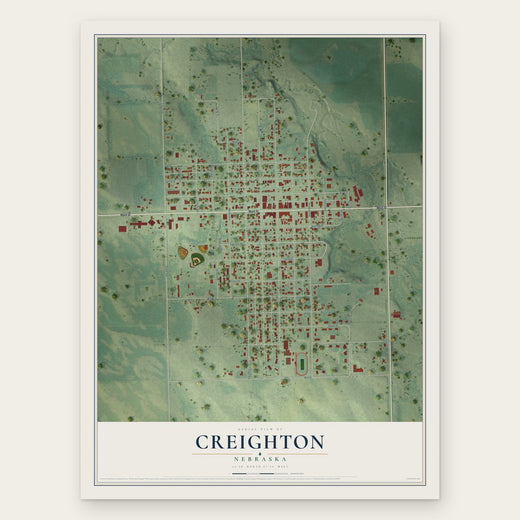 Creighton, Nebraska map print, the full design