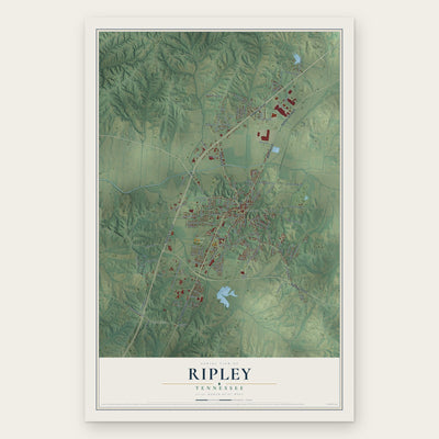Ripley, Tennessee map print, the full design