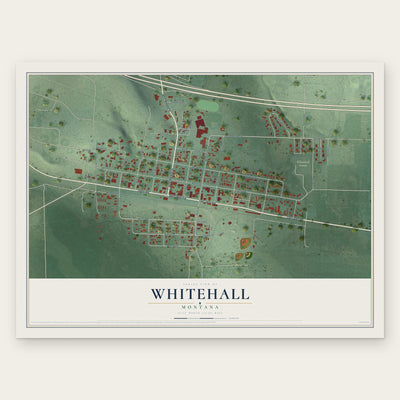Whitehall, Montana map print, the full design