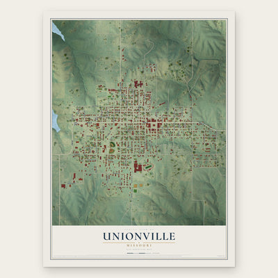 Unionville, Missouri map print, the full design