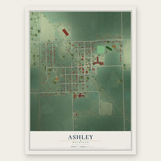 Ashley, Michigan map print, the full design