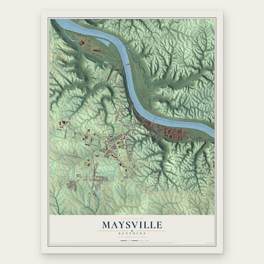 Maysville, Kentucky map print, the full design