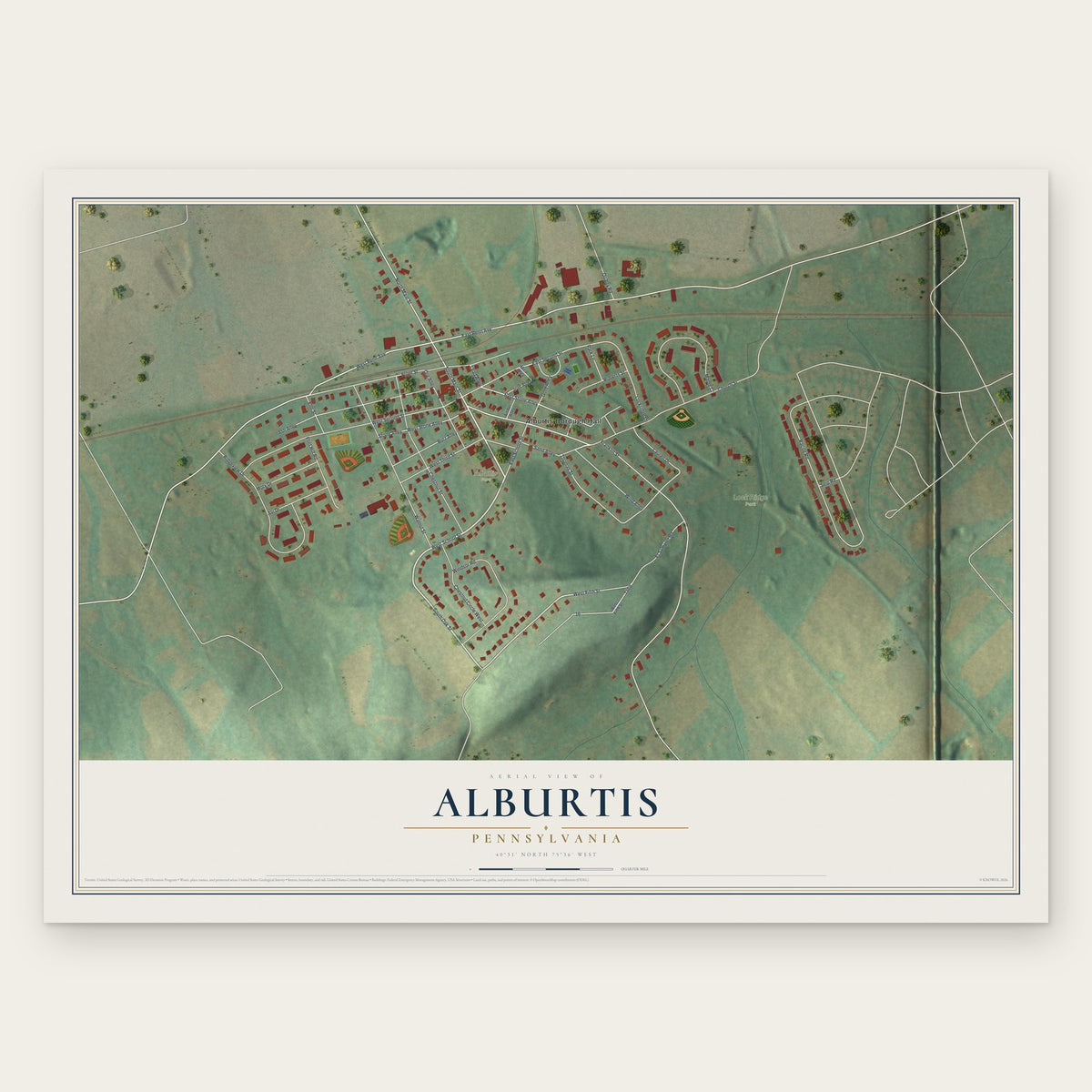 Alburtis, Pennsylvania map print, the full design