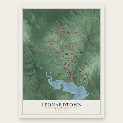 Leonardtown, Maryland map print, the full design