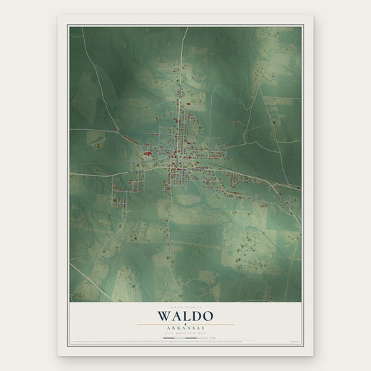Waldo, Arkansas map print, the full design