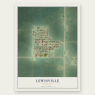 Lewisville, Minnesota map print, the full design