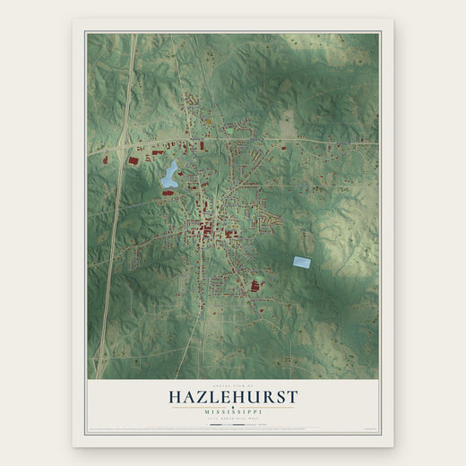 Hazlehurst, Mississippi map print, the full design