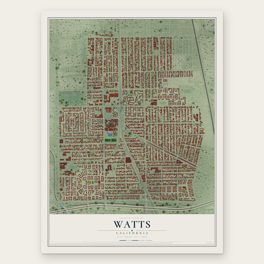 Watts, California map print, the full design