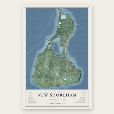 New Shoreham, Rhode Island map print, the full design