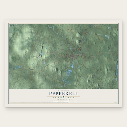 Pepperell, Massachusetts map print, the full design