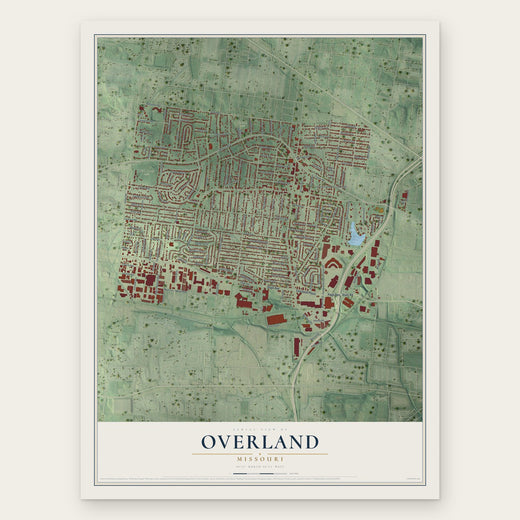 Overland, Missouri map print, the full design