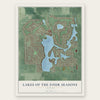 Lakes of the Four Seasons, Indiana map print, the full design