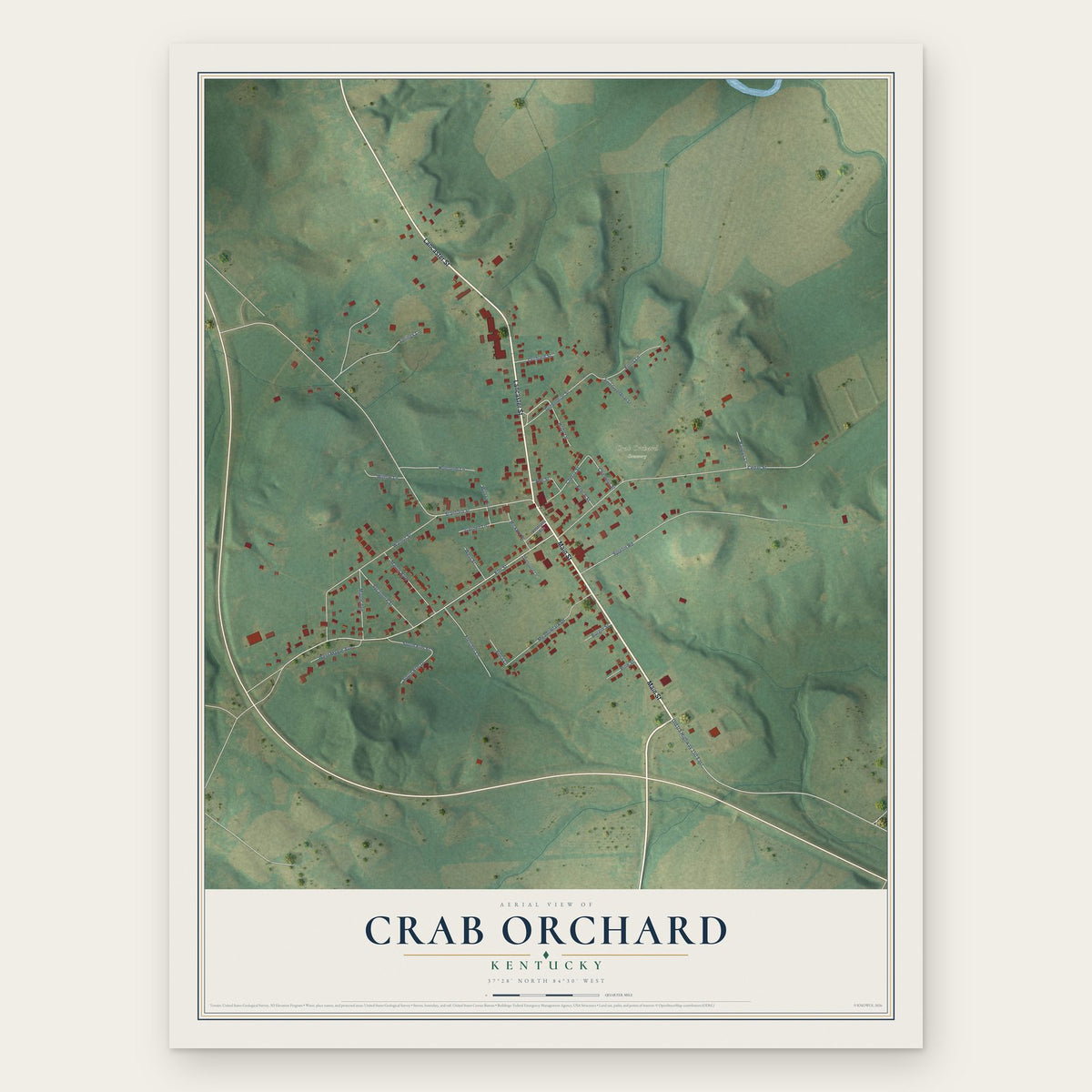 Crab Orchard, Kentucky map print, the full design