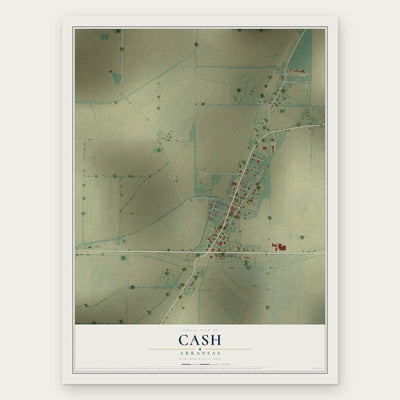 Cash, Arkansas map print, the full design