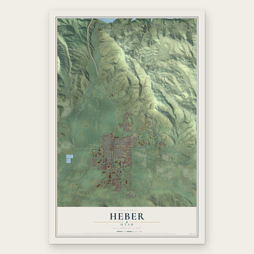 Heber, Utah map print, the full design