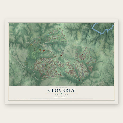 Cloverly, Maryland map print, the full design