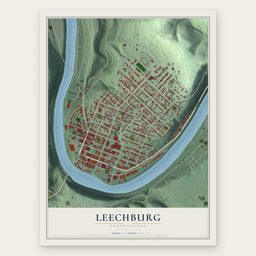 Leechburg, Pennsylvania map print, the full design