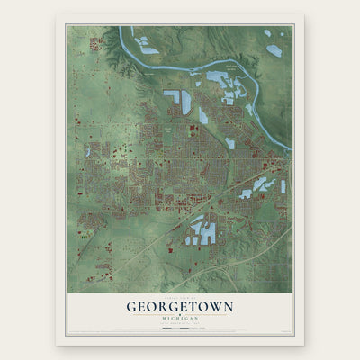 Georgetown, Michigan map print, the full design
