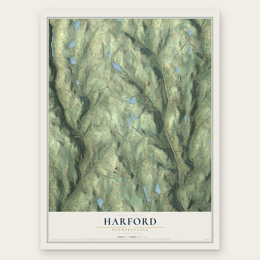 Harford, Pennsylvania map print, the full design