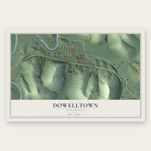 Dowelltown, Tennessee map print, the full design