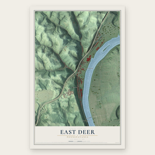 East Deer, Pennsylvania map print, the full design