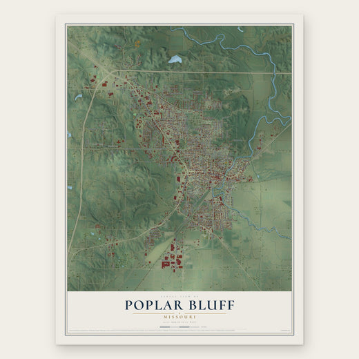 Poplar Bluff, Missouri map print, the full design