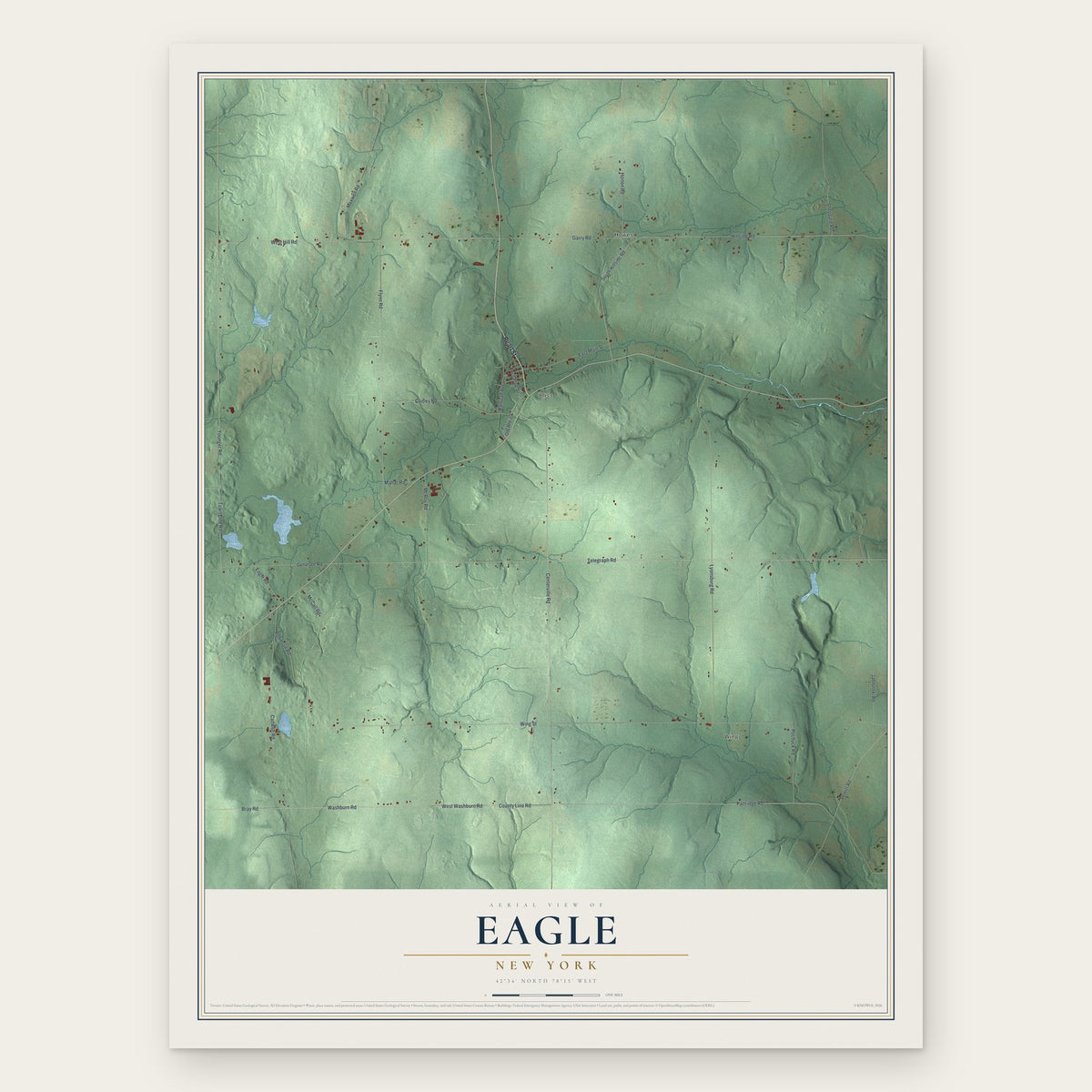 Eagle, New York map print, the full design