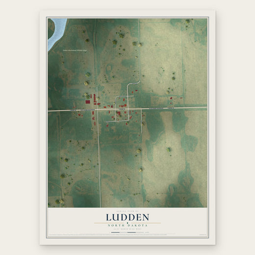 Ludden, North Dakota map print, the full design