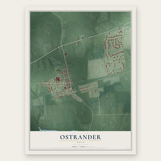 Ostrander, Ohio map print, the full design