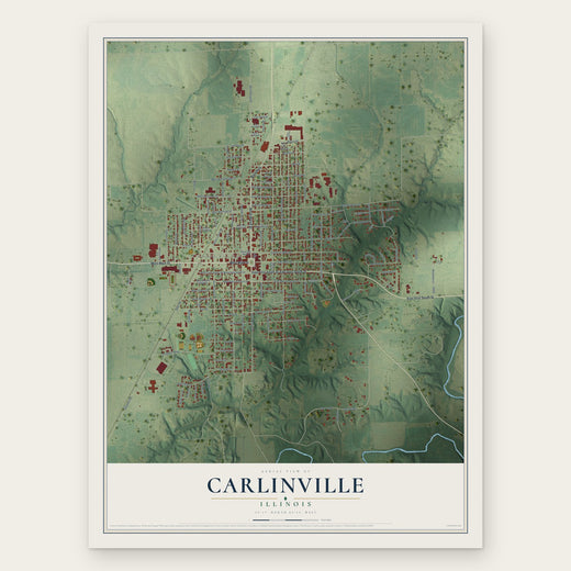 Carlinville, Illinois map print, the full design
