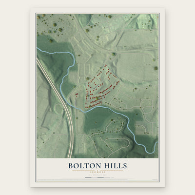 Bolton Hills, Georgia map print, the full design