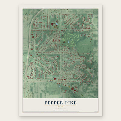 Pepper Pike, Ohio map print, the full design