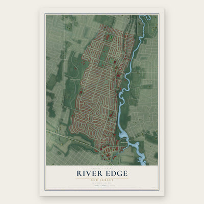 River Edge, New Jersey map print, the full design