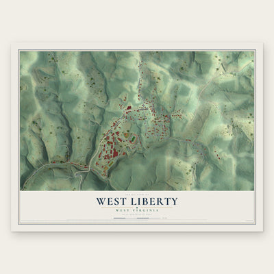 West Liberty, West Virginia map print, the full design