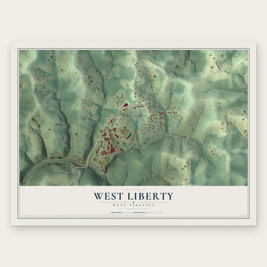 West Liberty, West Virginia map print, the full design