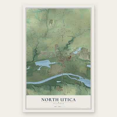 North Utica, Illinois map print, the full design