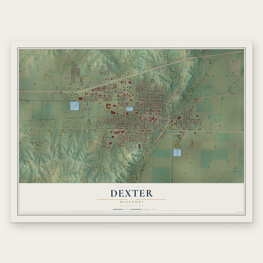 Dexter, Missouri map print, the full design