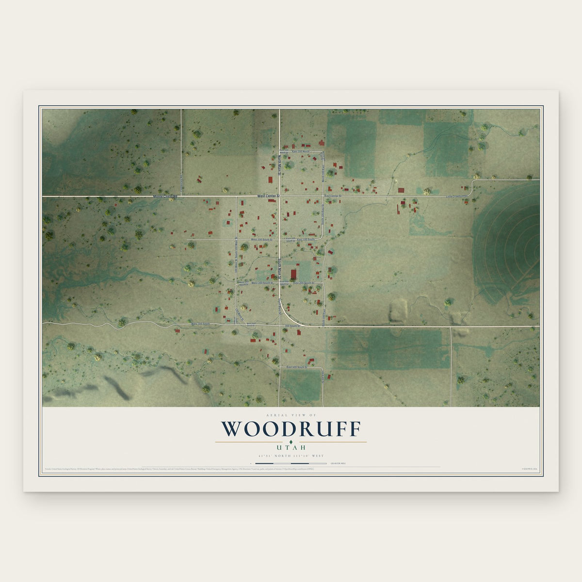 Woodruff, Utah map print, the full design